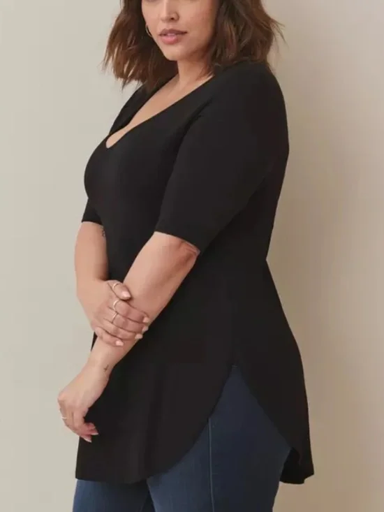 Torrid Favorite V-neck Tunic Tee Sz 2 Black - Picture 2 of 7